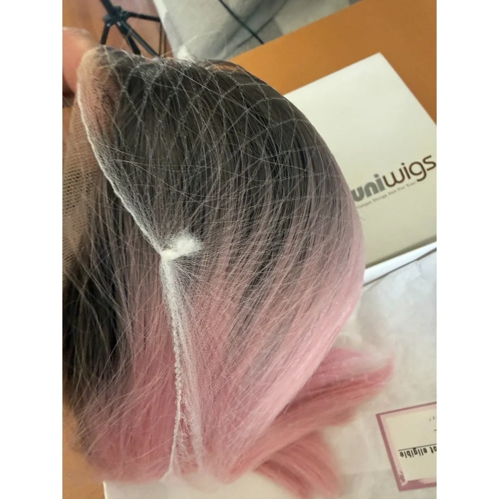 Uniwigs Bob Synthetic Lace Front Wig Pink Ombre Tonya 2016 Straight